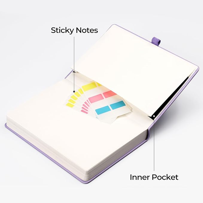 EMSHOI Graph Paper Notebook - 320 Pages, A5 Hardcover Leather, 100gsm Thick Paper, Square Grid Notebook for Women Men Work School Math Writing, Graphing, Engineering, 5.75 x 8.38, Light Purple