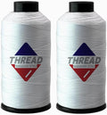 Sissewpro Tex70 Bonded Nylon Thread 69 Upholstery Thread Heavy Duty Threads for Sewing Machine Strong Black Threads for Leather, Beading, Hair Weaving, Denim, Canvas,Webbings, 4oz 1500yds（2, White）