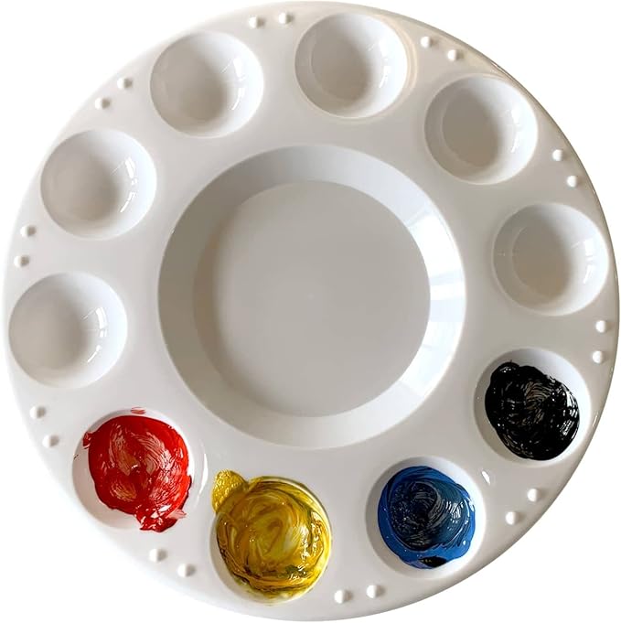 Craft Smart 10-Well Paint Palette with Clear Lid - Plastic Paint Tray for Art & Crafts, School, Parties - Bulk 12 Pack