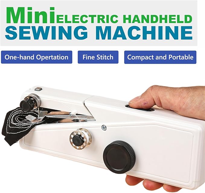 Handheld Sewing Machine for Quick Stitching, Mini Portable Sewing Machine with Two Speed for Home DIY, Travel