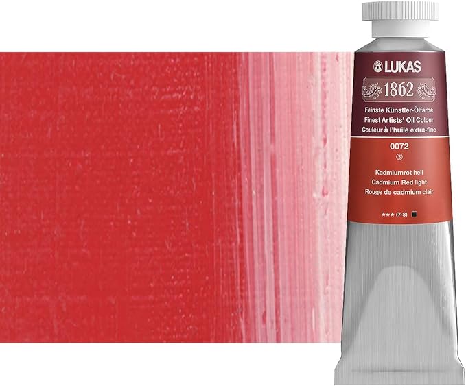 Lukas 1862 Professional German Oil Paint, Cadmium Red Light 37 mL - w/Beeswax & Non-Yellowing Sunflower Oil, Short Drying Time, Smooth, Outstanding Lightfastness