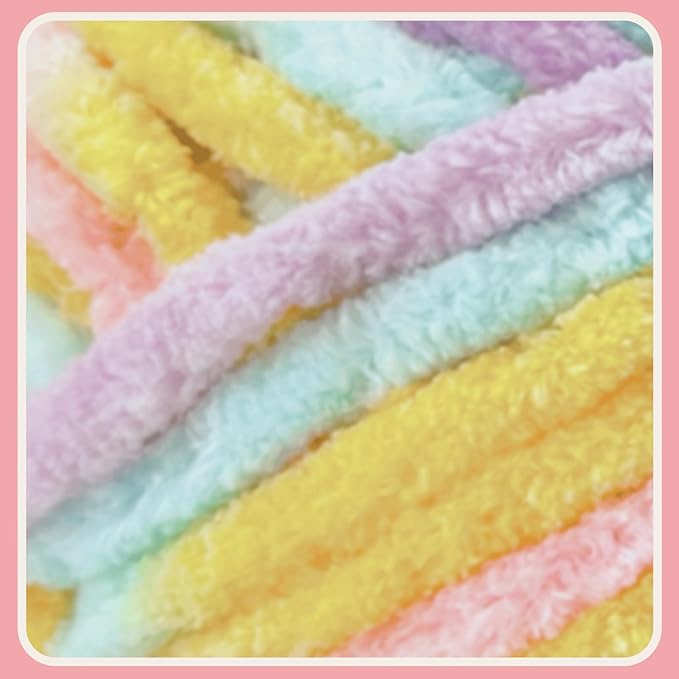 Soft Velvet Yarn Chenille Yarn for Crocheting and Knitting – Bulky (93 Yards/100g) - Polyester - Yarn for Blanket Amigurumi Weaving Crafts (Sunshine Mix, 2 Pack)