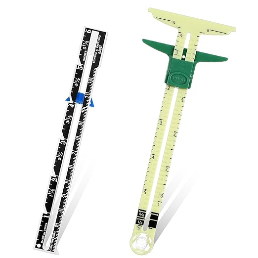2 Pcs Seam Gauge for Sewing 5-in-1 T-Shaped Sliding Gauge Ruler Seam Gauge Fabric Quilting Ruler Sewing Gauge with Sliding Marker Measuring Tool Set for Knitting Crafting Sewing Beginner Supplies