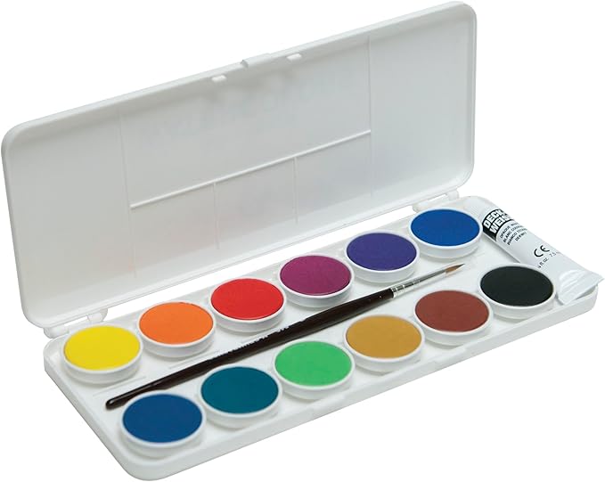 Grumbacher Opaque Watercolor Set, 12 Colors & Brush