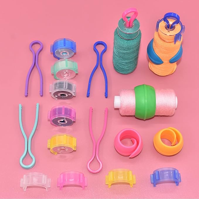 142 Pcs Bobbin Thread Organizing Clips, 70 Bobbin Holder Clips Color Thread Clips Holder, 32 Silicone Holder Bobbin Holders, 40 Bobbin Thread Holders for Quilting Sewing Machine Spool Organizing