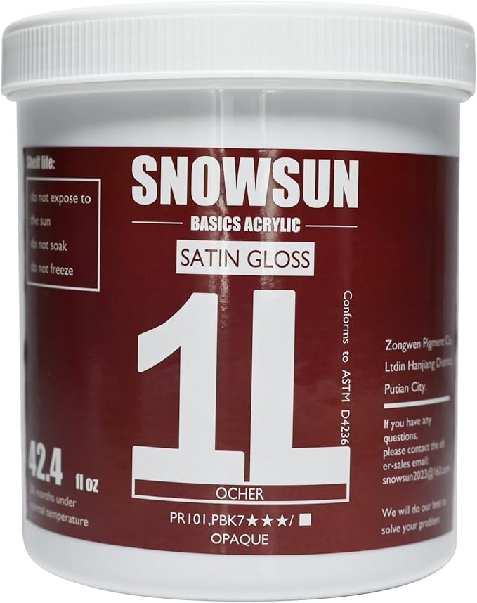 SNOWSUN Ochre Acrylic Paints, Large Bulk Heavy Body Acrylic Paint (42.4 oz, 1L) - Non Toxic Gloss Thick Art Paint for Multi-Surface, Canvas Wood Ceramic and Leather, Stone Craft, for Artists & Beginners
