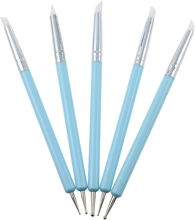 Yocimango-5pcs Silicone Clay Sculpture Tool,Clay Stylus DIY Indentation Tool,Used for DIY handicrafts, Sculpture Pottery, Mixing, Painting, Nail Art