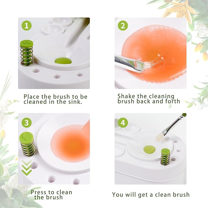 2025 Upgraded Paint Brush Cleaner Tool Brush Rinser, Watercolor/Oil-Based Paintbrush Cleaners, Painting Station Flush My Brush, Gift for Artist Kids Adults and Girls, Pre-Assembled(Green)