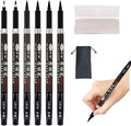 Calligraphy Pens Set for Beginners, Hand Lettering Pens Brush Drawing Markers Kits Chinese Japenese Pens Black Ink for Journaling, Writing, Art Drawing, 3 Size(Pack of 6)