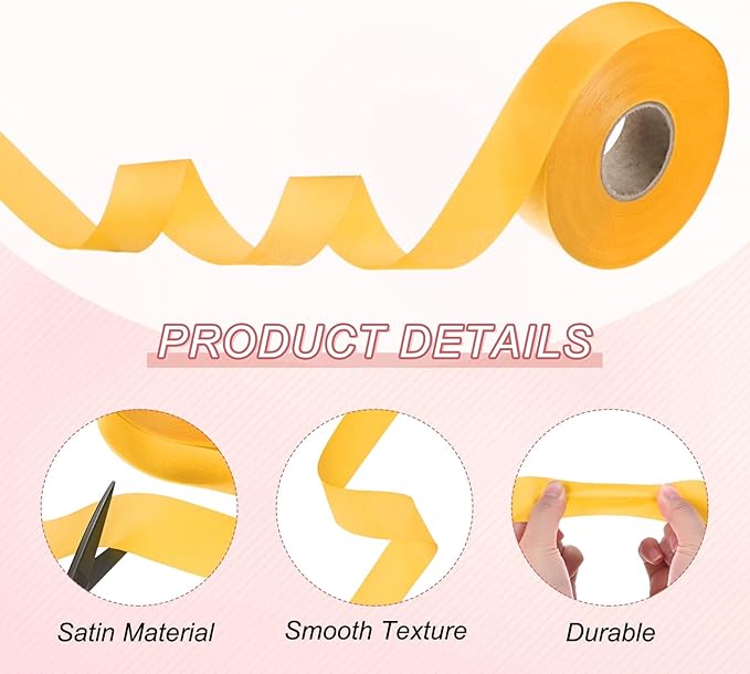 M METERXITY 1-Pack Extra Wide Single Fold Bias Tape, 1 Inch x 55 Yards Satin Bias Tape for Sewing/Seaming/Quilting/Hemming/DIY Crafts/Quilt Binding [Yellow]