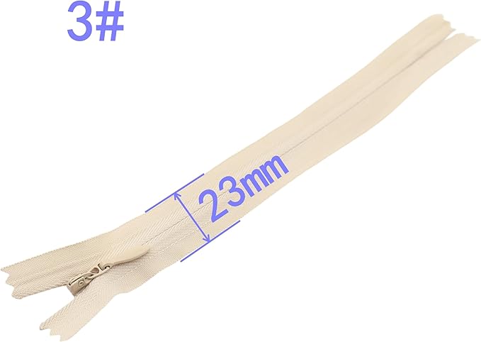 Leekayer 3# 7 Inch Invisible Zipper for DIY Tailor Sewing Craft 17.78cm Beige Hidden Zippers Closed End Bulk 10 PCS/Pack (Beige,7")