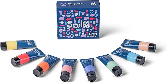 Sculpd Acrylic Paint Set, 8 x 22ml Tubes of Premium Coloured Acrylic, Heavy Body & Vibrant Colors, Paint on Air Dry Clay, Canvas, Ceramic, Fabric, Wood & More, Pastel Tones