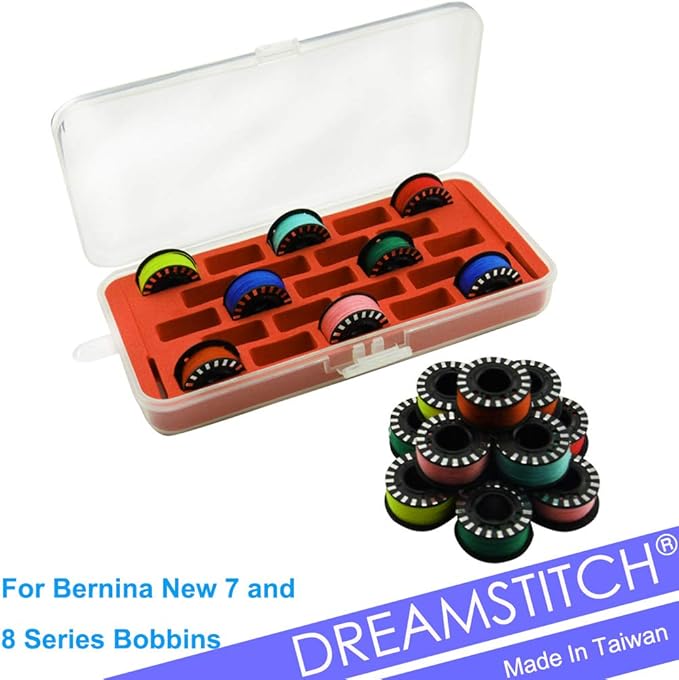 DREAMSTITCH Bobbin Case for Bernina New 7 and 8 Series Jumbo Bobbin Sewing Bobbin Storage Case and Saver Holds 23 Bobbins Box Organizer - Red