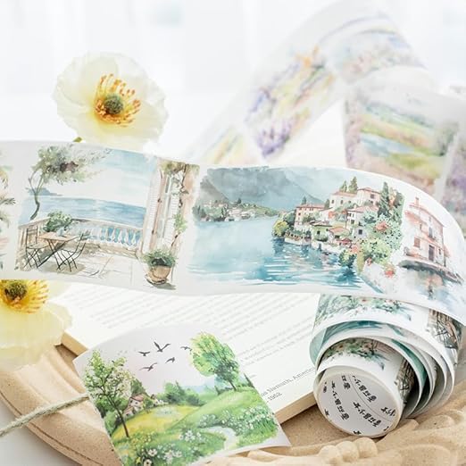 Alideco 6pcs Decorative Adhesive Tapes Landscape Gardening Washi Tape Great for Bullet Journal Supplies, Arts, Scrapbook, DIY Crafts, Planners (manbushanlin)