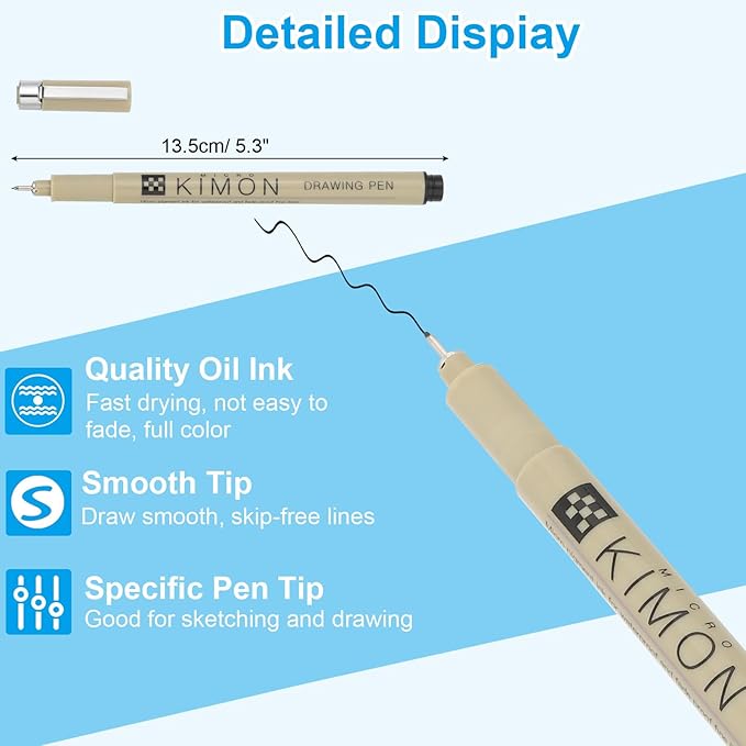 PATIKIL Micro Pen Fineliner Pens, 8Pcs 0.15mm Fine Point Drawing Pens Waterproof for Archival Artist Calligraphy Illustration Journaling Sketch, Black