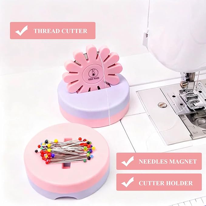 Yushen Thread Cutter Tool for Sewing, Flower Thread Cutting with Stand Quilting Supplies for Sewing Tools Magnetic Pins Holder Chain Piecing Blade Not Removable (Purple Case)