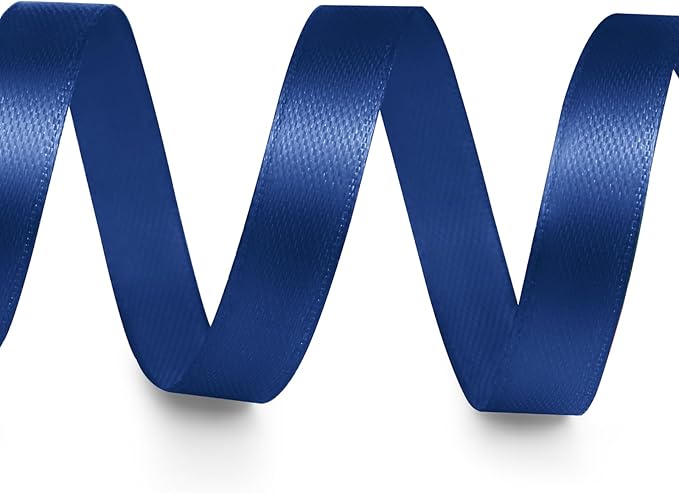 3/8" x 50 Yards Satin Ribbon - Navy Blue Silk Ribbon with Spool - Ideal for Gift Wrapping, Floral Bouquets, Crafts, Wedding Party Decorations, Christmas and Sewing Projects