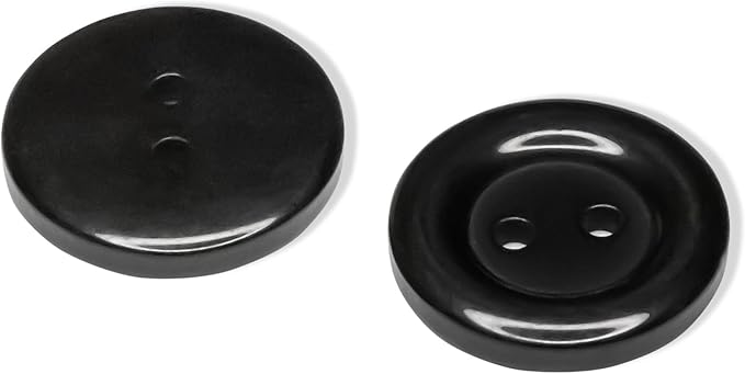 100 Pcs 30L Black Sewing Buttons 3/4" (19 mm) Round Flat Glossy 2-Hole 30L Large Plastic Buttons Polished Uniform Bulk Buttons for Sewing Workwear School Chef Aprons Pants Jacket Bags Craft DIY
