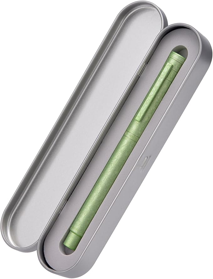 Hongdian 1851 Forest Fountain Pen Applegreen Ice Flowers, Medium Nib Classic Design with Converter and Metal Pen Case