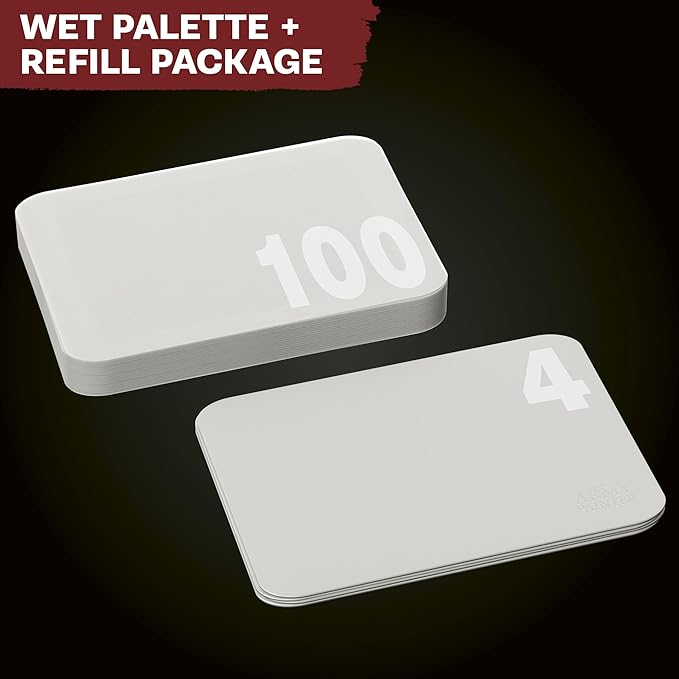 The Army Painter Hydropack Bundle Stay Wet Palette for Acrylic Painting - Acrylic Paint Palette, 100 Pcs Palette Paper, and 4 Wet Pallet Sponges