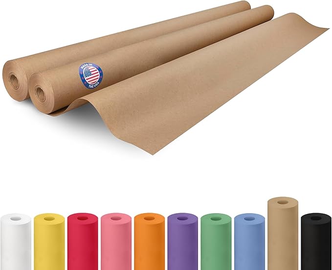 Brown Paper Rolls 48" x 1200" (100 feet), Pack of 2 - USA-Made Thick Kraft Paper Roll 50lb Thickness for Packing, Shipping, Crafts/Arts - 100% Recycled Natural Craft Wrapping Material by IDL Packaging
