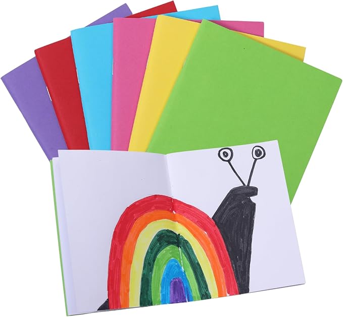 6 Pack Blank Books for Kids to Write Stories, Mini Notebooks Bulk Small Unlined Journals for Christmas Gift, Arts & Crafts, Drawing, Sketching, 24 Sheets/48 Pages (Colorful Covers, 4.3 x 5.6 In)