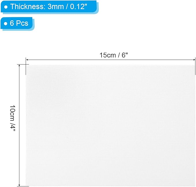 PATIKIL 4x6 Canvas Boards for Painting, 6 Pack 100% Cotton Square Triple Primed Stretched Blank Art Canvas Panel Bulk Thin for Acrylic, Oil, Tempera Paints, White