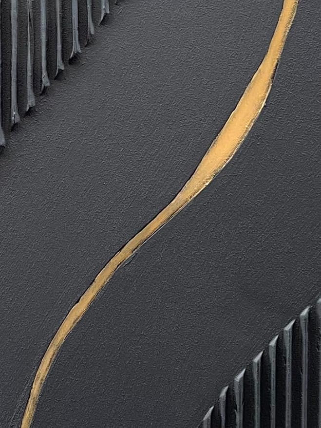 NANKAI Art Hand Painted Black and Gold Texture Minimalist Oil Painting Home Wall Deco Art Painting 36x24 inches
