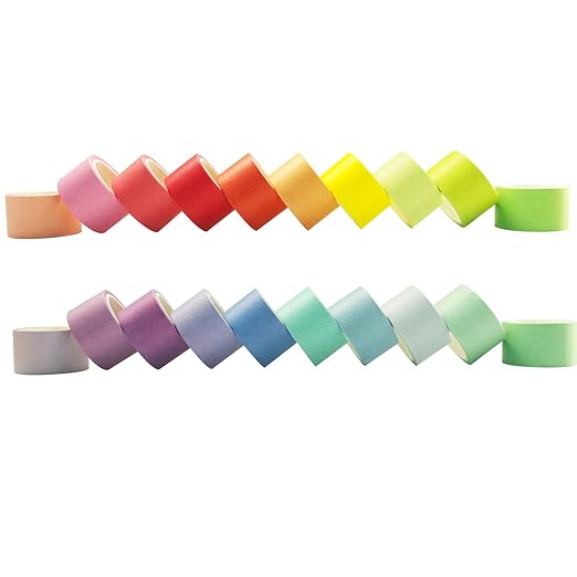 VIVIQUEN 20 Rolls Washi Tape Set Colored Masking Tape Pack Decorative Thin Tapes Children and Gifts Warpping (1 Inch 25mm)