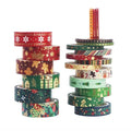 21 Rolls Christmas Gold Foil Washi Tape - Holiday Decor with Snowflake, Deer, Tree Designs - Self-Adhesive Tape for DIY Crafts, Wrapping,Scrapbooking Party Favors
