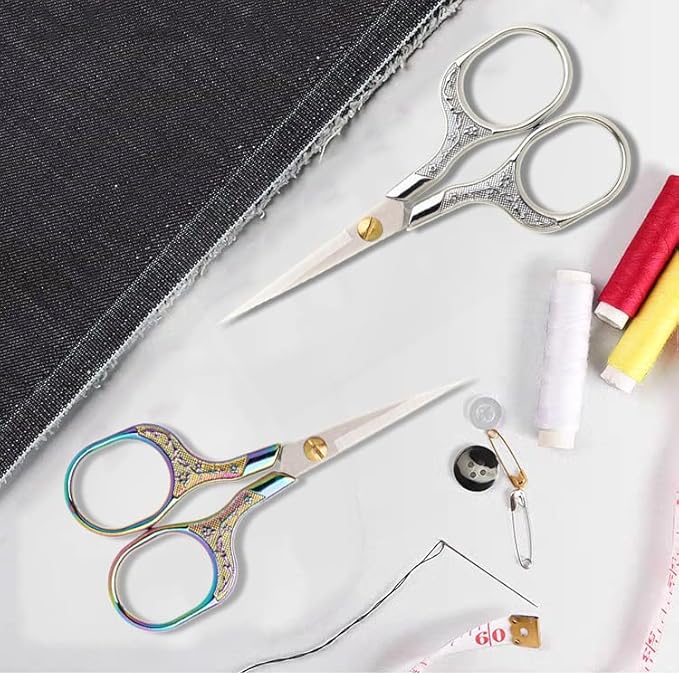 Small Sewing Scissors Sharp Embroidery Crochet Scissors, 2 Piece crochet accessories Yarn fabric scissors for Needlework Arts & Crafts DIY Tools