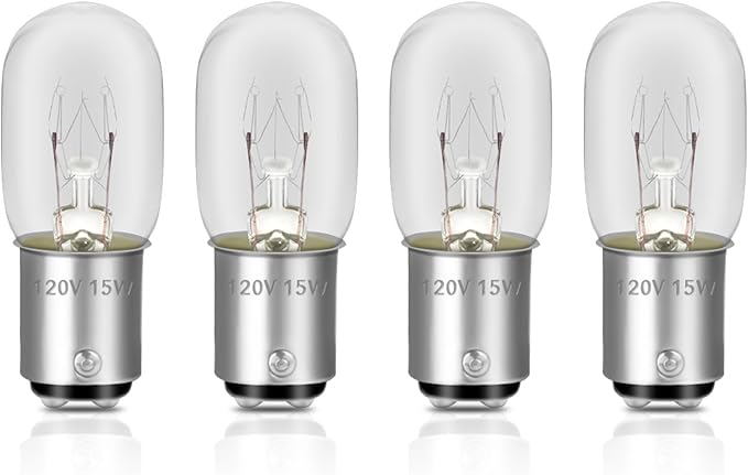 4 Pcs 15W 120V Sewing Machine Light Bulb - Incandescent Bulb Compatible with Kennmore and More Sewing Machine Replacement Bulbs 15 W with Push-in Base（White New