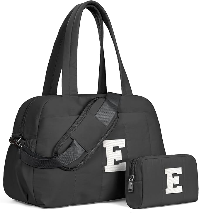 Gifts for 12 Year Old Girl-Women Duffle Bag with Initial, Personal Item Travel Bags，Gifts for Women-Gym Bag with Wet Pocket，Lightweight Travel Bags Personalized Tote with Makeup Pouch