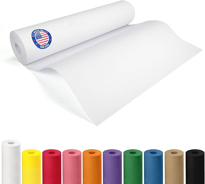 12" x 1200" (100 ft) Extra White Offset Kraft Paper Roll - USA-Made 50lb Premium Eco Paper, Brighter-Than-Standard White – Ideal for Packing, Wrapping, Arts & Crafts, School Projects by IDL Packaging