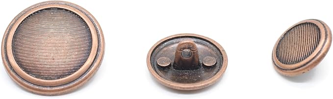 Antique Copper Metal Shank Buttons - 12 Pcs - 4 Size Options - Round Metal Shank Buttons Vintage for Men Women Blazer Coat Uniform Shirt Suit and Jacket Sewing Craft DIY N22302