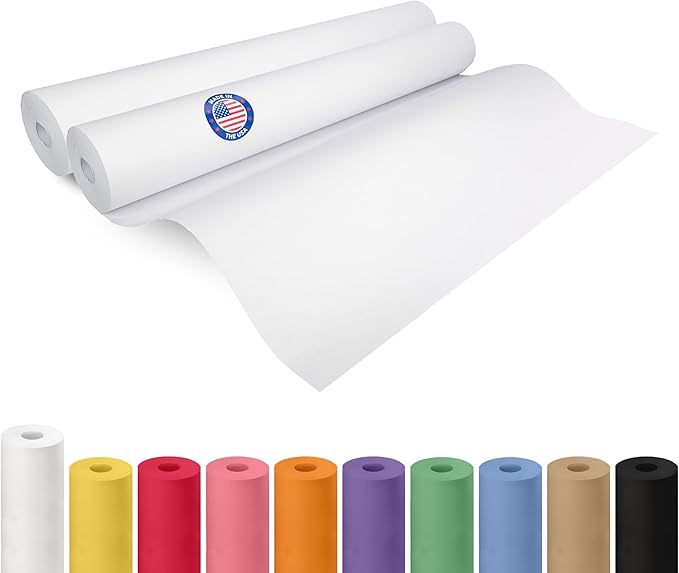 Extra White Offset Kraft Paper Roll 24" x 2160" (180 ft), 2-Pack – USA-Made 50lb Premium Eco Paper, Brighter-Than-Standard White – Ideal for Arts & Crafts, School Projects, Wrapping by IDL Packaging