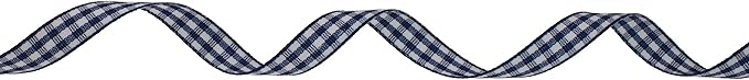Gingham Ribbon 50 Yard Each Roll 100% Polyester Woven Edge (3/8" x 50 Yards, Dark Blue)