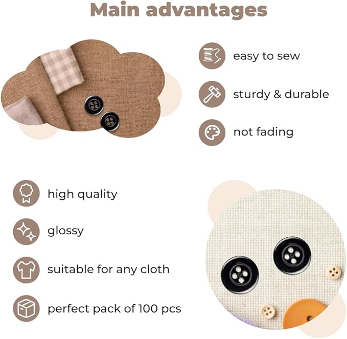 100 Pcs Black Pant Buttons 0.7 inch Industrial Buttons for Sewing 27L 4 Hole Sewing Round Plastic Replacement Bulk Ideal for Pant Uniform Pants Jeans Jacket Skirt Shorts Craft DIY Art Decorative