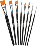 Bowitzki Black Face Paint Brushes 8 pcs,Professional Artist Brush for Body face Painting,Acrylic Painting Watercolor Oil Gouache
