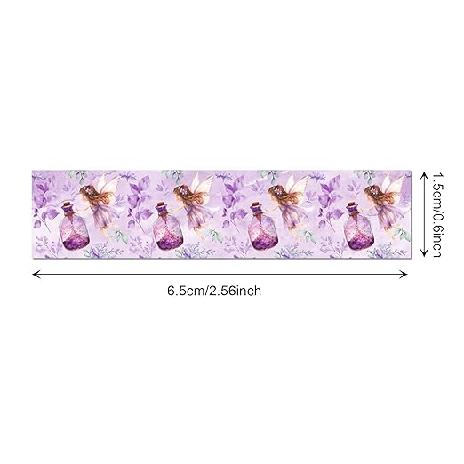 12 Rolls of Fairy Washi Tape, Purple Decorative Tape Masking Tape for Note Taking Supplies, Scrapbooking, DIY Crafts, Gift Wrap for Birthday Wedding Baby Shower Party Supplies