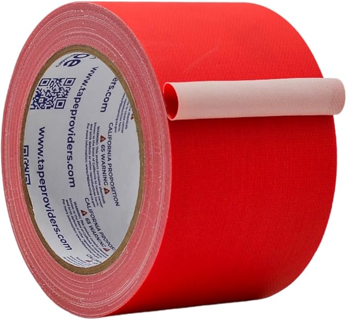 WOD GTC12 Gaffer Tape, Red Low Gloss Finish Film, 3 inch x 60 ft. Residue Free, Non Reflective Cloth Fabric, Secure Cords, Water Resistant, Photography, Filming Backdrop, Production