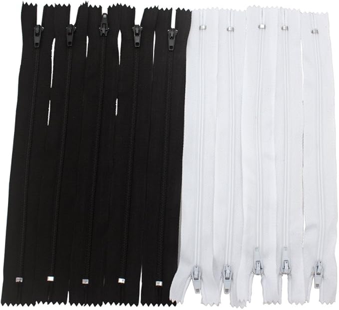 Amariver Black and White Nylon Coil Zippers, 100Pcs 9 Inches Nylon Coil Zippers for Tailor Sewer Sewing Crafter Special, 2 Colors, 50 Pcs Per Color