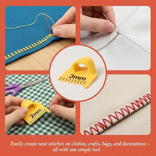 Edge Stitch Lock and Sewing Gauge-Sewing Gauge-Edge Sewing Lockranding Tool-Needle Gauge Quilting Ruler for Straight & Curved Seams for Beginners,Professional Sewers - 2/3/4 Mm, 3 Pcs,Plastic (Yellow)