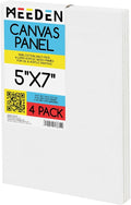 MEEDEN 4-Pack 100% Cotton Canvas Panels - 5x7'' Blank Canvas for Oil & Acrylic Painting, Ready to Paint Art Supplies