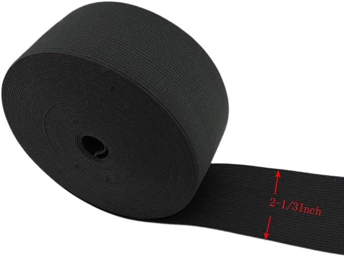 MYUREN 2-1/3 Inch by 10 Yard Black Heavy Stretch High Elasticity Elastic Spool Knit Elastic Bands for Sewing
