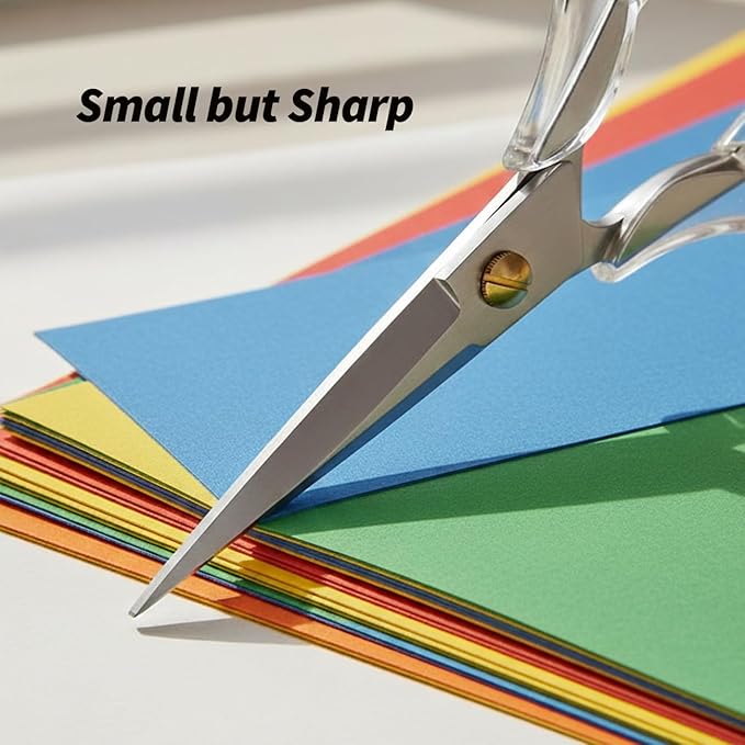 Craft Scissors with Stainless Steel Blade and Transparent Acrylic Handle, All Purpose Scissor for Office, School, Home, Fabric Shears, Tijeras （Transprent-6.3")