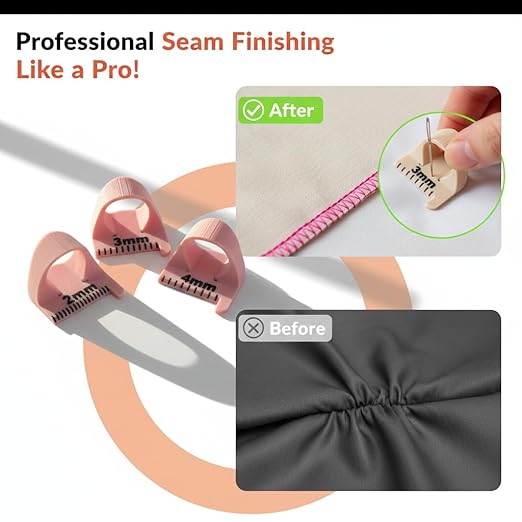 Edge Stitch Lock and Sewing Gauge-Sewing Gauge-Edge Sewing Lockranding Tool-Needle Gauge Quilting Ruler for Straight & Curved Seams for Beginners,Professional Sewers - 2/3/4 Mm, 3 Pcs,Plastic (Pink)