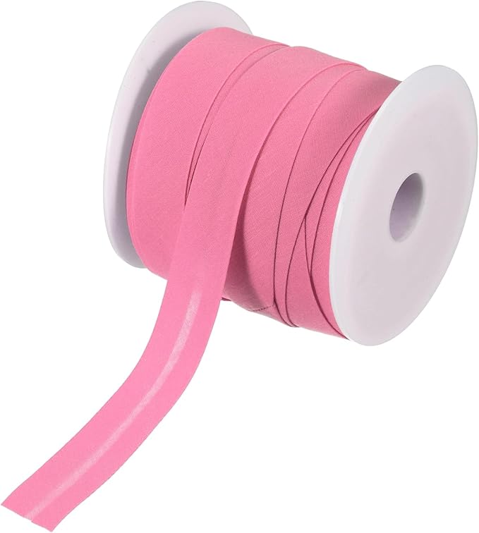 MECCANIXITY 3/4 Inch Single Fold Bias Tape Polyester Continuous Bulk Bias Tape Roll for Sewing, Seaming Quilting Hemming Binding Crafts (Rose Red 25 Yards)