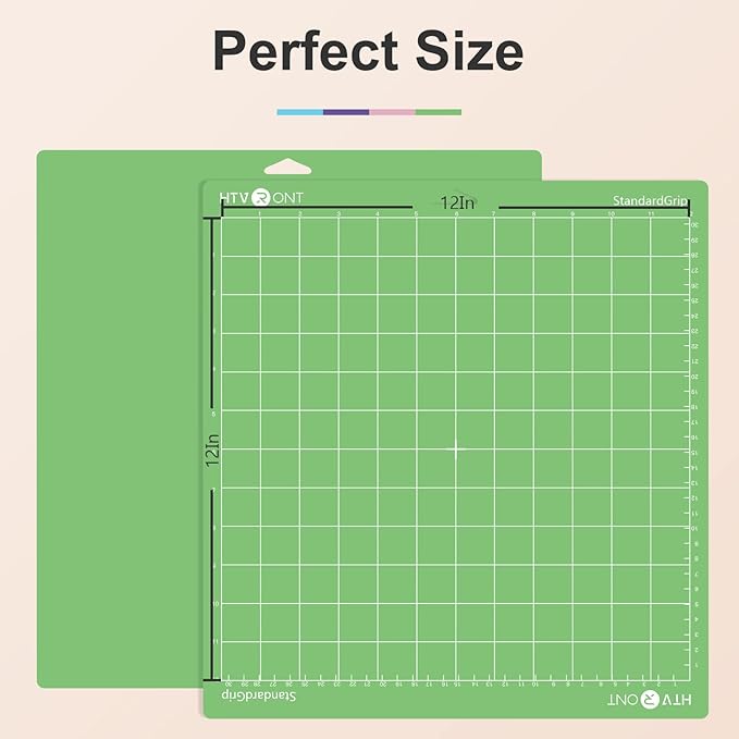 HTVRONT Standard Grip Cutting Mats - 5 Pack 12x12 Compatible with Cricut Maker 3/Maker 4/Maker/Explore 3/4/Air 2/One, Standard Adhesive Sticky Green Cutting Mat Replacement Accessories