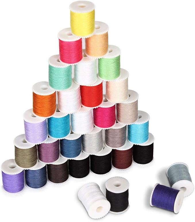 NEX 60 Pcs Bobbins Sewing Thread Kit, Polyester Mini Bobbins and Thread Spools for Hand & Machine Sewing